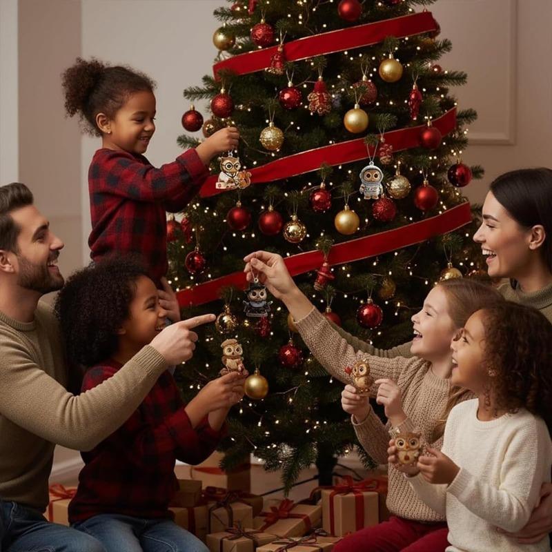 Сова Адвент-календарь 2025, 24 дня до Рождества с 24 мини-фигурками, 2D плоский акриловый набор украшений для праздничного декора,