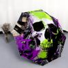 0106 Colorful Skull  Pattern, Automatic Folding Umbrella, Portable and Foldable Design, 8 Ribs, a Christmas or Birthday Gift.