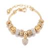 Neue Kristallherz-Perlen Charm-Armbänder Goldfarbene Schlangenkette-Armbänder für Frauen Liebhaber Valentinstag Schmuckgeschenk