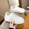 Fashion 2025 Spring Women's Outdoor Sports Shoes Solid Color White Shoes Faux Leather Lace-Up Shoes Athletic Sneakers For Casual Activit