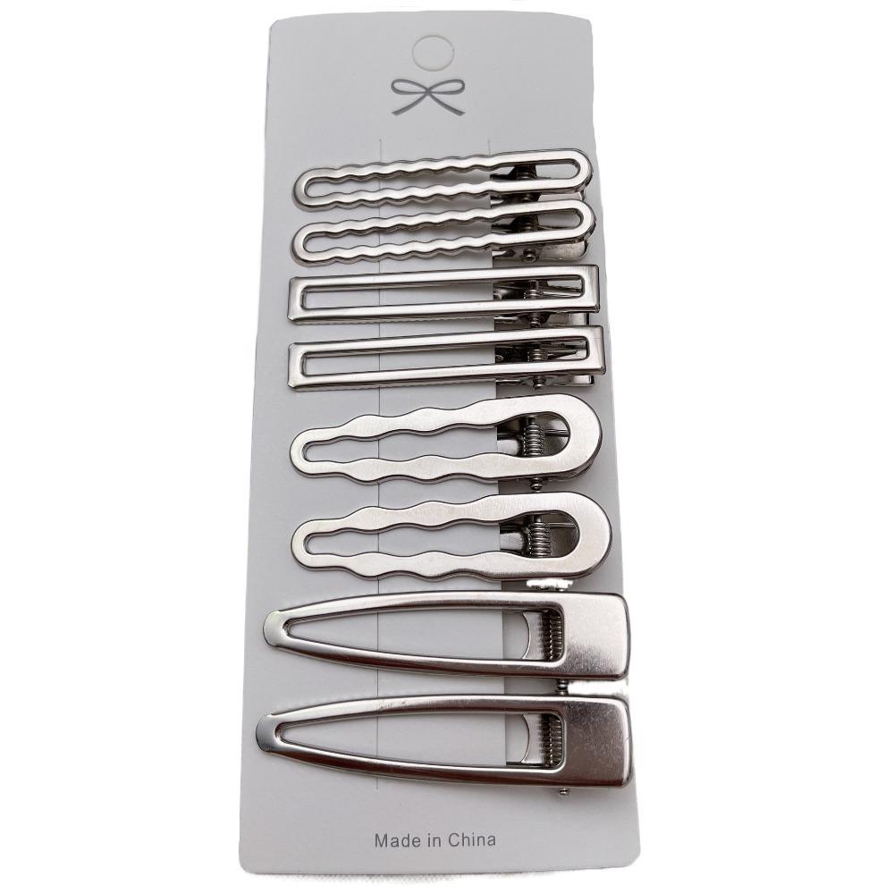 8Pcs/Set Vintage Silver Y2K Hair Clip Set Duckbill Clip Side Clips Retro Hairclip  Women Girls