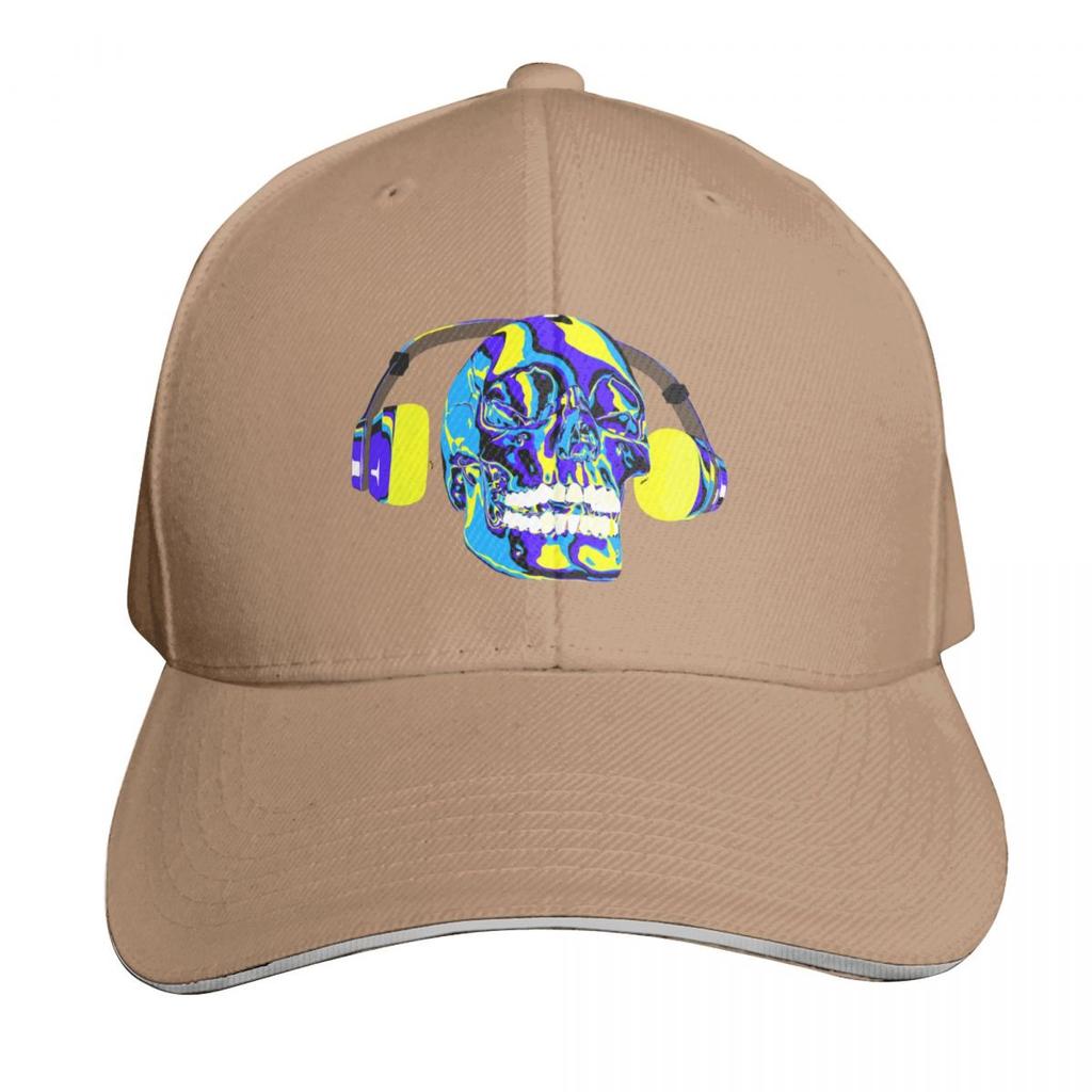 Psychedelic Skull Listening To Music On Headphone Baseball Cap Luxury Cap Ball Cap Foam Party Hat Visor For Women Unisexs