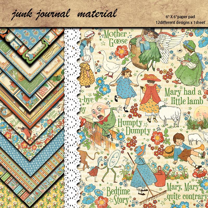 Vintage Children s Abstract Pattern Goose DIY Paper Set (12 Sheets)