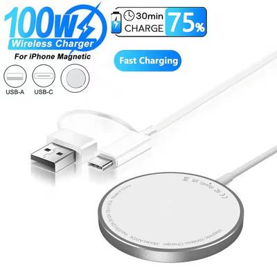 100W magnetisches kabelloses Ladegerät Pad USB + Typ C für Magsafe iPhone 16 15 14 13 12 Pro Max Schnellladestation Ladegeräte