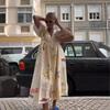 Summer Literary Ethnic Style Large Round Neck Mid-Length Dress