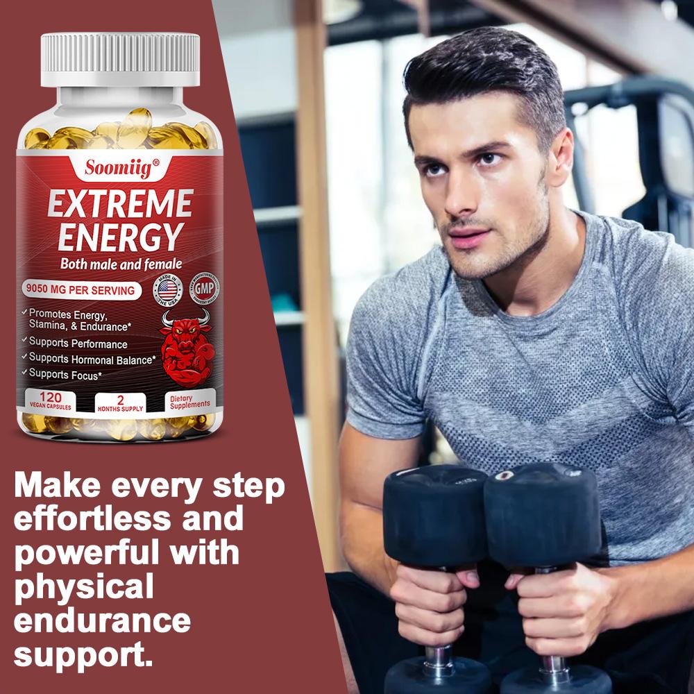 Extreme Energie 9050mg Hochpotente Leistungsunterstützungsformel für Männer & Frauen, 120 Vegane Kapseln