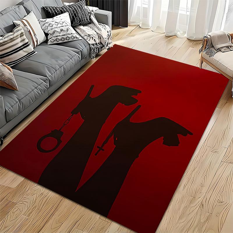 Silhouette Hands Red Background suitable as a non-slip mat for the living room or bedroom sofa