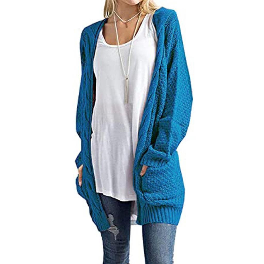 Fashion Women Long Sleeve Knit winter Cardigan Sweater Solid Color Coat