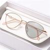 Cat's Eye Photochromic Myopia Glasses Anti Blue Light Metal-Frame Color-Changing Lenses Men's and Women's Shortsighted Glasses
