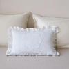 Lotus Frill French Lace Pillow Cover Wrinkle-Resistant Washed Material Soft Cushion Cover for Patio Balcony Sofa
