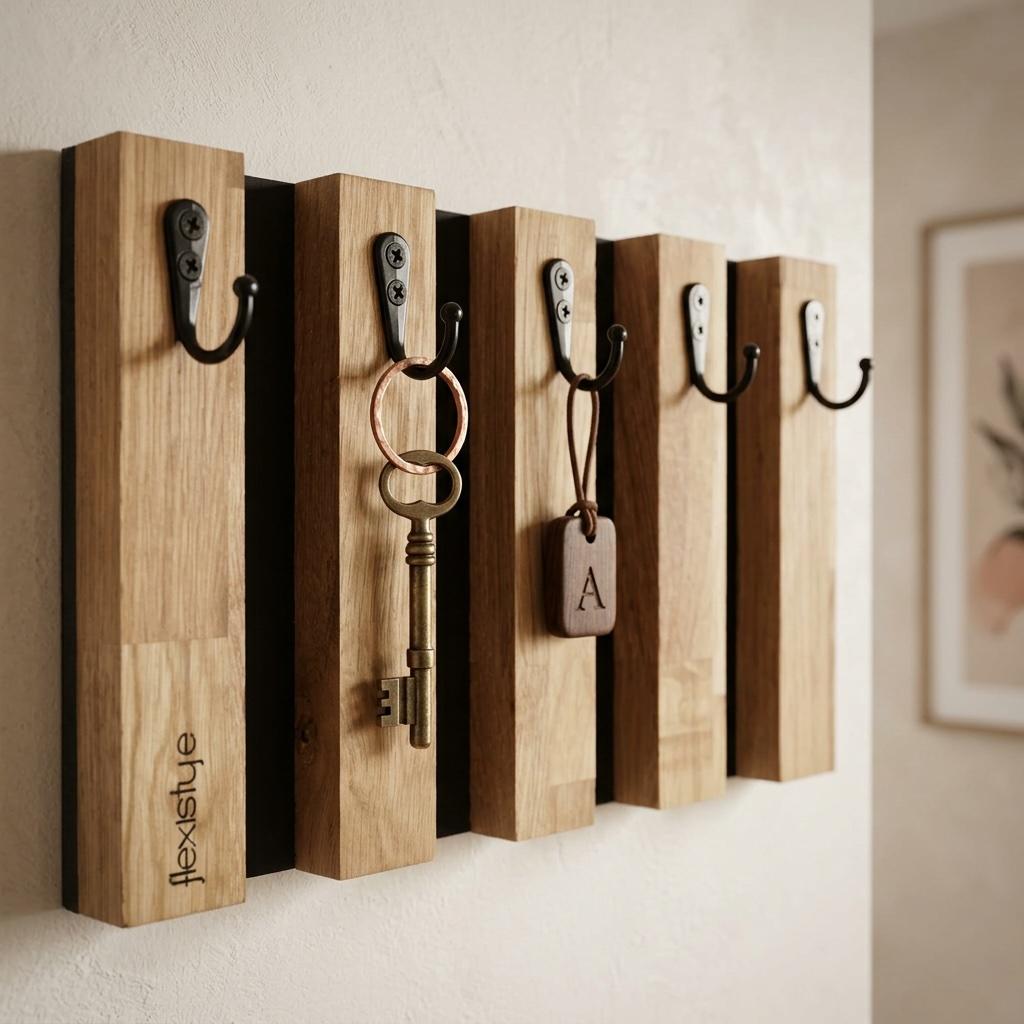 Wooden Key Hanger Lamele 30cm