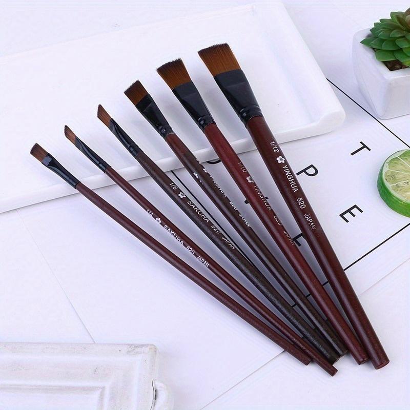 Set 12 buc Pensule Nailon pentru Vopsea Ulei Acuarelă Mâner Lemn Pentru Pictură Artă Ulei Acrilic
