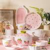 Kangmo Cute Ceramic Strawberry 28-Piece Dinnerware Set