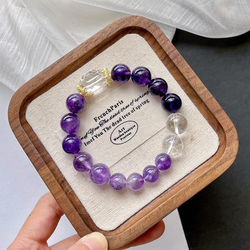Natural Amethyst White Crystal Design Bracelet Bracelet.