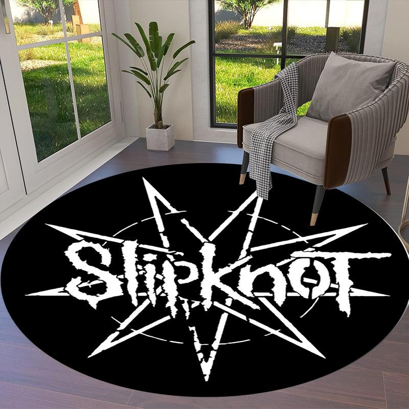 1pc Slipknot Band Logo Music Metal Round carpet, Made of Polyester,Perfect for Decorating Office Chairs, Living Rooms,fplt130
