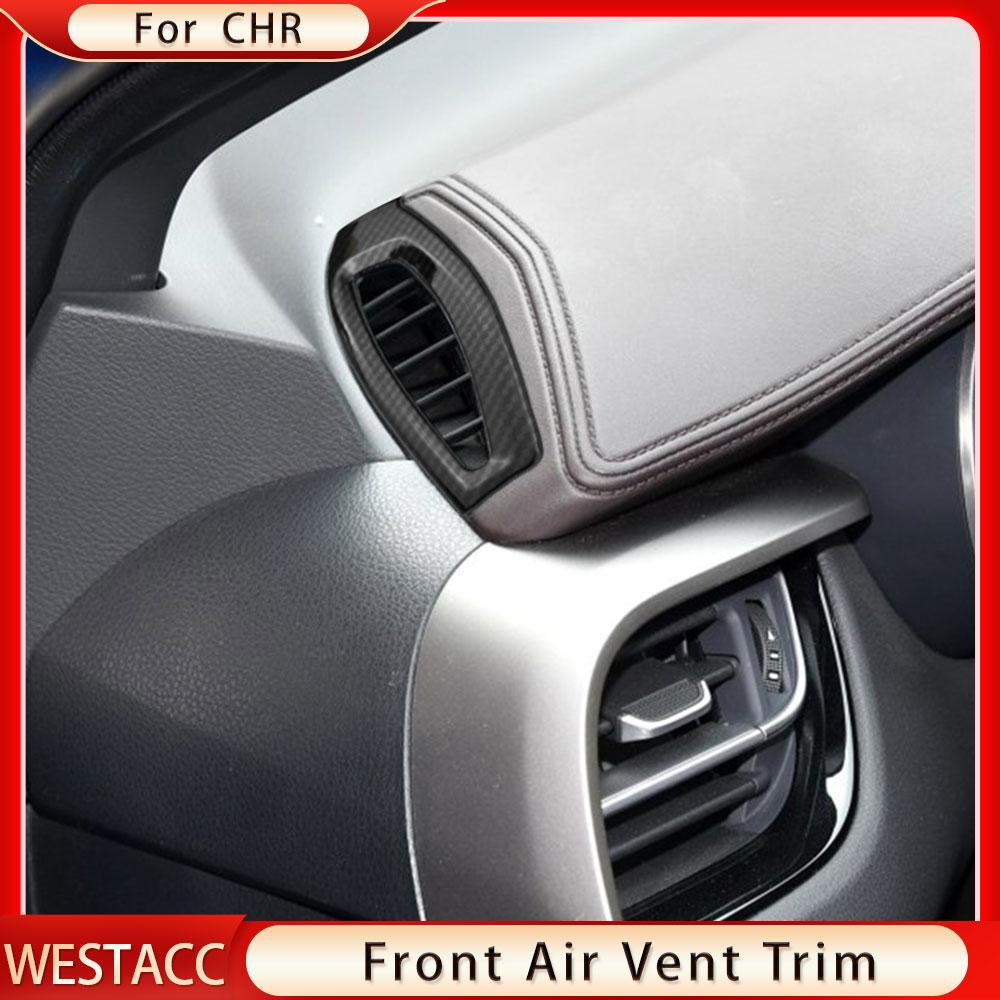 2PCs Chrom Auto Front Klimaanlage Vent Outlet Abdeckung Dekoration Aufkleber Trim für Toyota CHR 2016-2022 LHD