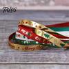 Shiny Printed Ribbon for Apple Wrapping Christmas Gold Foil Ribbon, Merry Decorative Fabric Gift Holiday Packing, Xmas Party Decorations Festive Wired