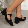Fashion Fall 2025 New Suede Vintage Pointed Toe Mary Jane Girls Stiletto Heel Plus Size Single