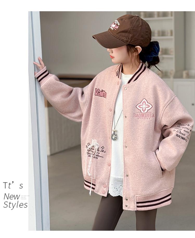 2025 Mädchen Rosa Langarm Stilvolle Herbstjacke