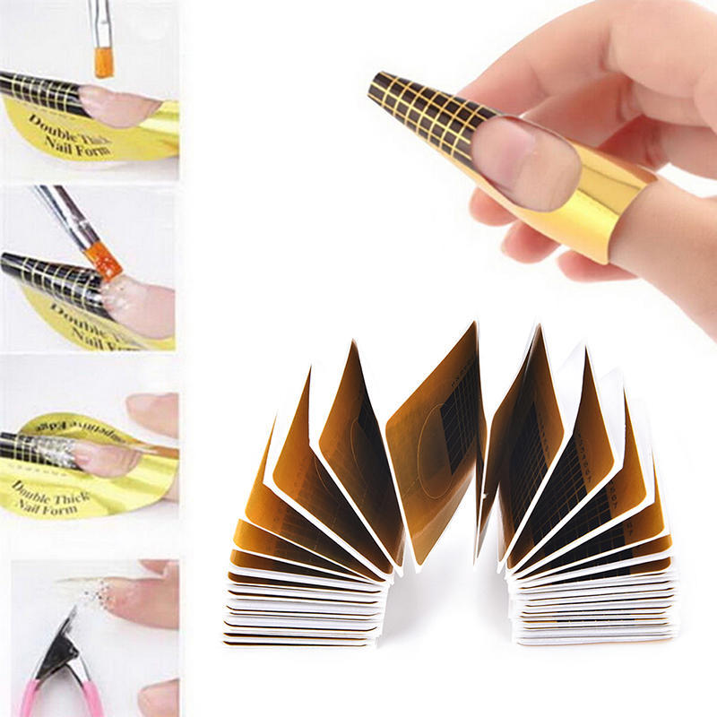 100Pcs Nail Art Tips Extension Forms Guide French Diy Tool Acrylic Uv Gel,