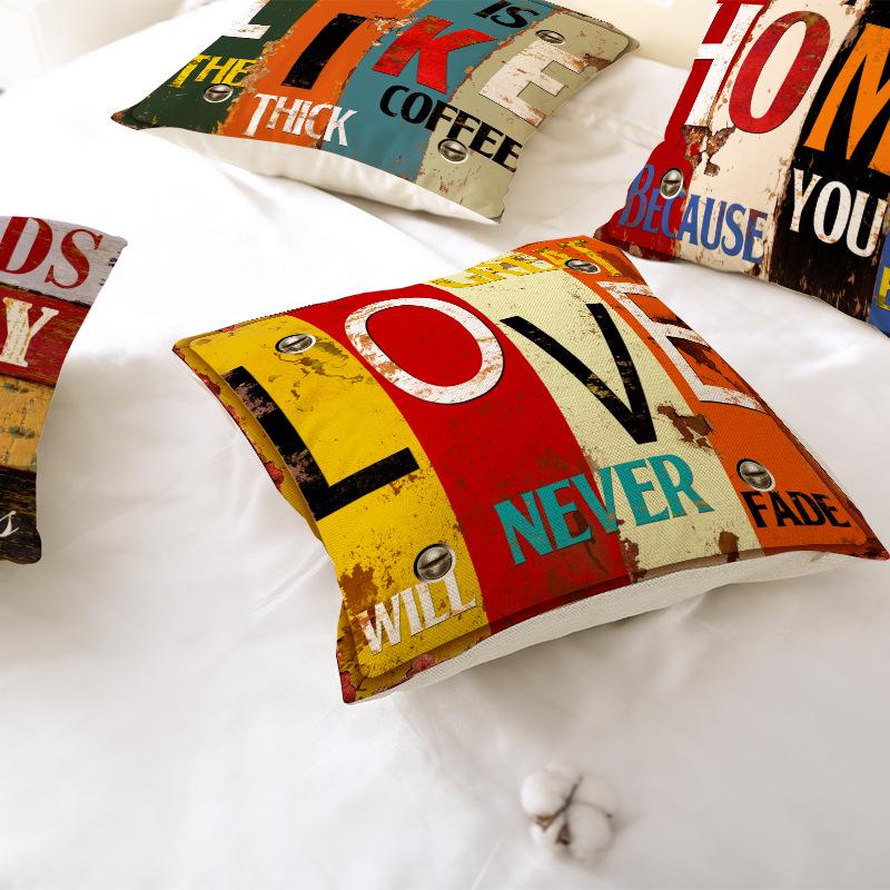 Home Polyester Pillowcase Retro Book Brief Series Square Sofa Pillowcase