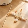 Cat Wand with Long Rope Toy Linen Bag, Interactive Bell, Exercise for Adult Cats Wooden Handle Feather Indoor Scratching Chasing Lure