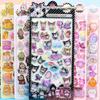 4 Pcs Mix Sanrio Cartoon Stickes Capybara Kuromi 3D Stereo Crystal Sticker Handbook DIY Material Sticker