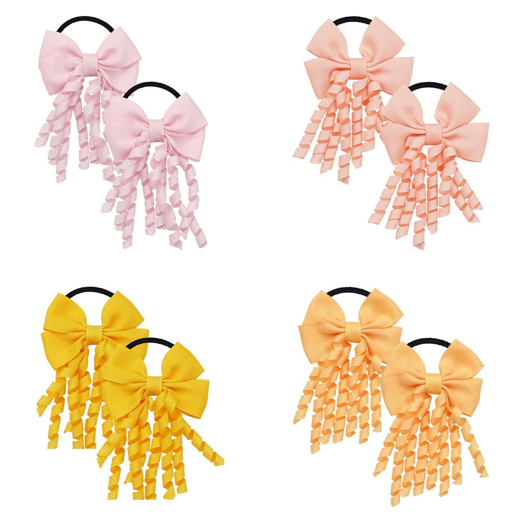 Baby Girls Hair Ties with Bows 2.7 Inch Grosgrain Ribbon Curly Korker Hair Bows Elastic Hair Bands Ponytail Holders for Girls