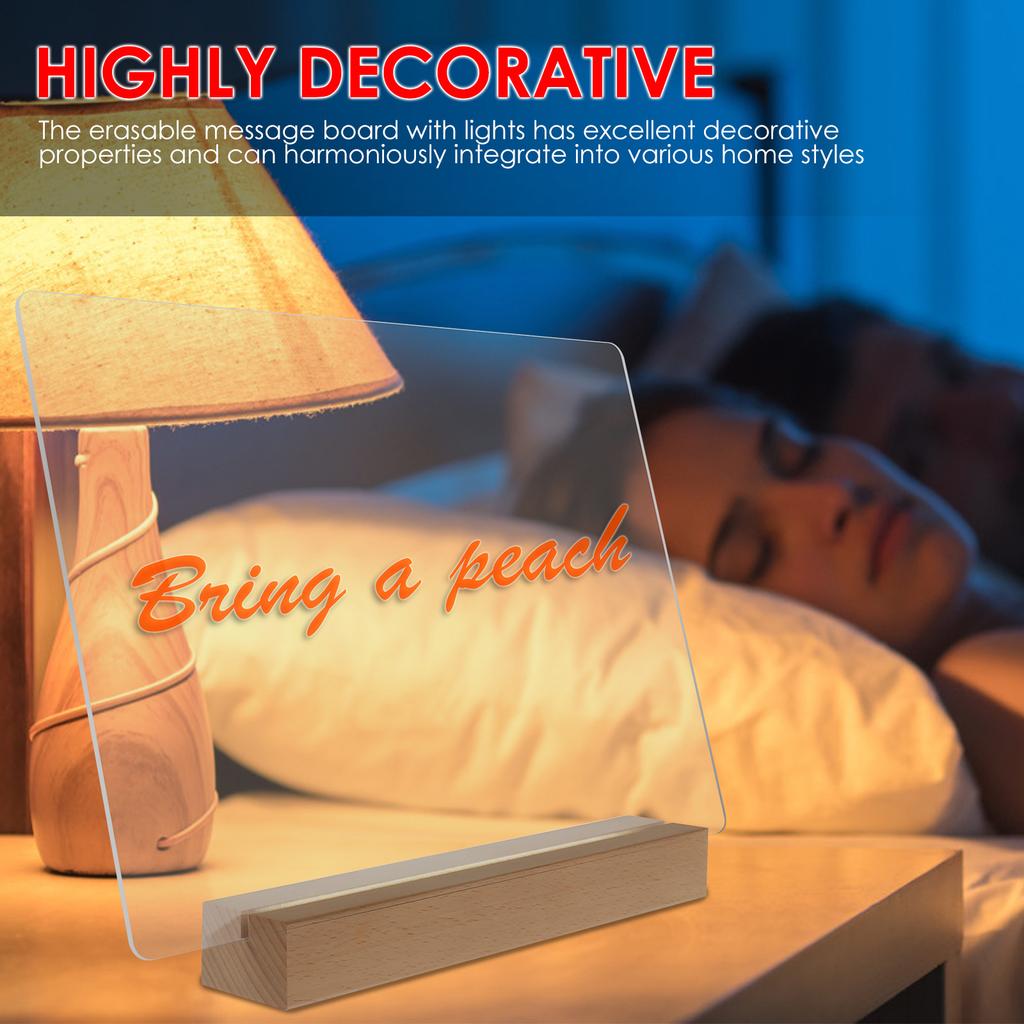 Acrylic Dry Erase Board Transparent Erasable DIY Message Board Desktop Decorative Graffiti Board Painting Night Light Gifts