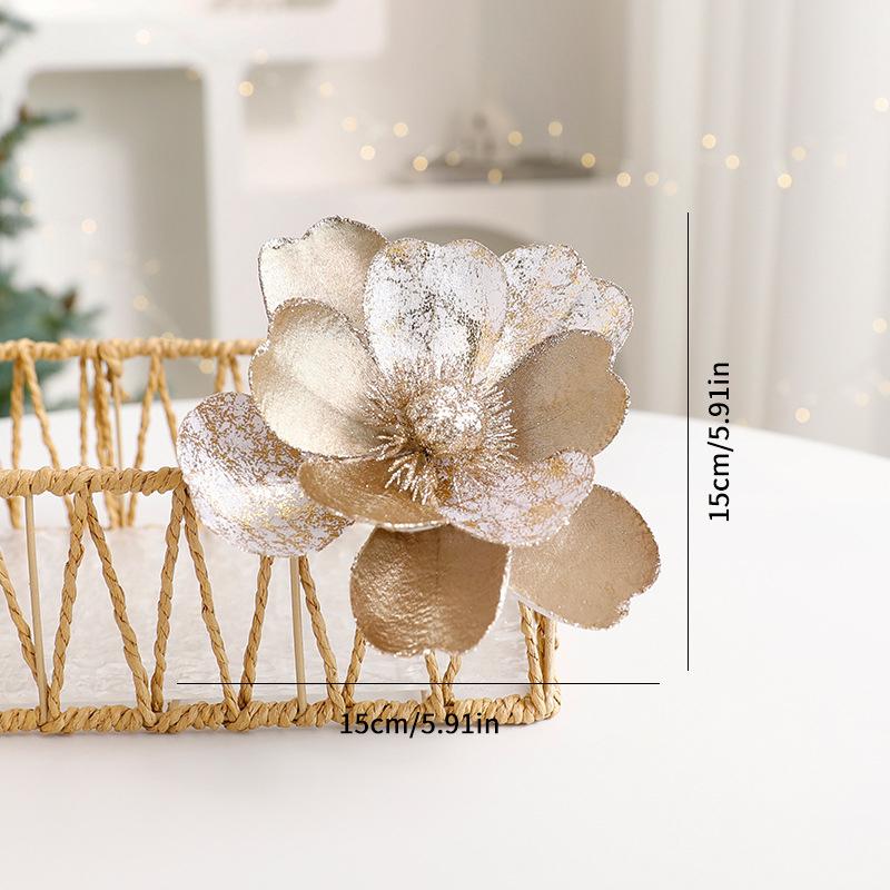 1 Piece of Fabric Flower Sparkling Tree Decoration Christmas Flowers Holiday Sparkling Frosted 22/15cm