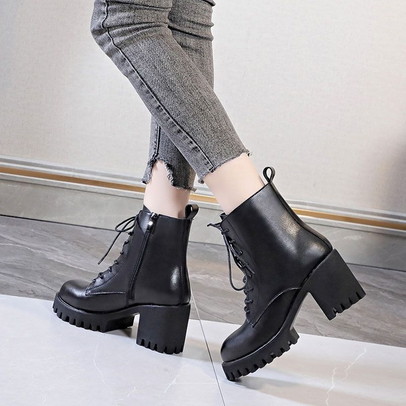 Waterproof Platform Platform Platform Platform Women's Shoes Casual Short Boots Medium Heel Fashion Women's Boots Versatile Thick Heel Martin Boots