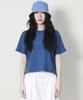 Deumakeu Solid Semi-Crop French Half-Sleeve T-Shirt Blue