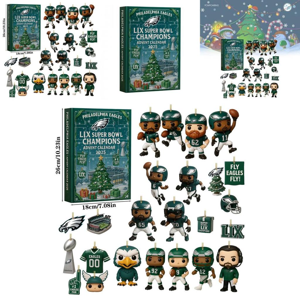 Philadelphia Eagles Weihnachtskalender Blind Box mit Acryl-Ornamenten für Weihnachtsfeier-Geschenke
