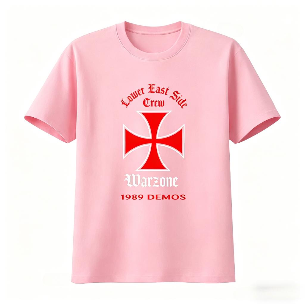 Warzone Demos Lower East Side Crew Kreuz T-Shirt Vintage Lässig Weich Mode Unisex Kleidung Damen Sommer Neues T-Shirt