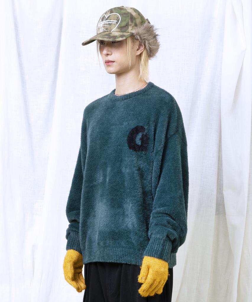 GLACK Gnt066 Laffin Hairy Pullover Knit (Green)