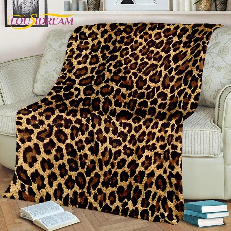3D Wild Sexy Leopard Stripe Print Blanket,Soft Throw Blanket for Home Bedroom Bed Sofa Picnic Travel Office Cover Blanket Kids