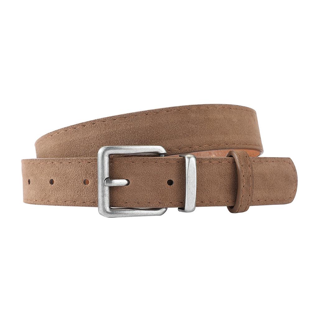 Women's Retro Suede Belt with Pin Buckle: Elegant and Versatile Leather Accessory for Jeans and Suits