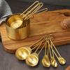 Stainless Steel 5 Piece Measure Spoon and 4 Piece Measure Cup SetMultifunctional Golden Measuring Spoon Set Home Kitchen Accesso