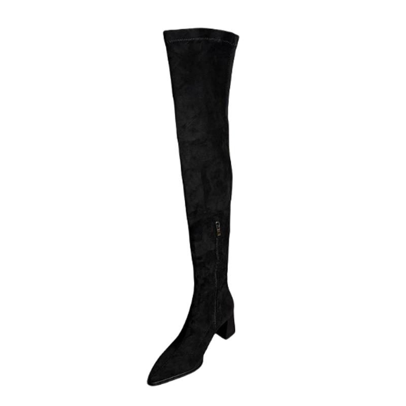 Fashion High Heels Women High Boots Pointed Toe Suede Over The Knee Fashion Shoes 2025 Winter Pumps Chunky Designer Chelsea Botas Mujer