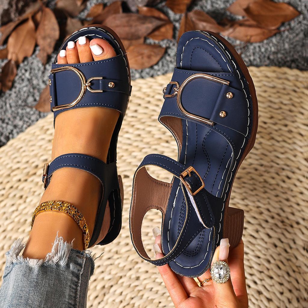 Fashion 2025 Summer Block Heels Beige Heeled Sandals Sale Of Women's Shoes Large Size Chunky Black New Big Outside High Fashion Girls Co