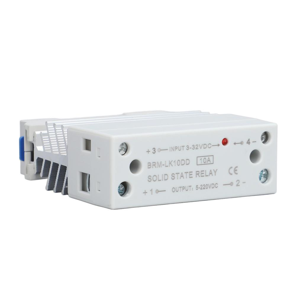 Solid State Relay DC to DC Input 3‑32V Output 5‑220V 10A Rail Single Phase SSR with Heat Sink