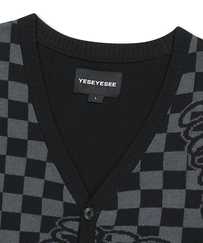 Yeseyesee Y.E.S Checkerboard Cardigan Black