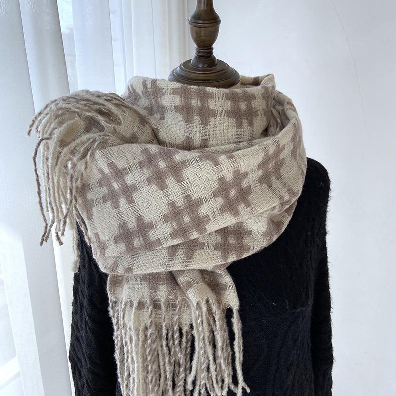 Plaid Scarf Women's Winter New Retro Warm Scarf Imitation Cashmere Shawl