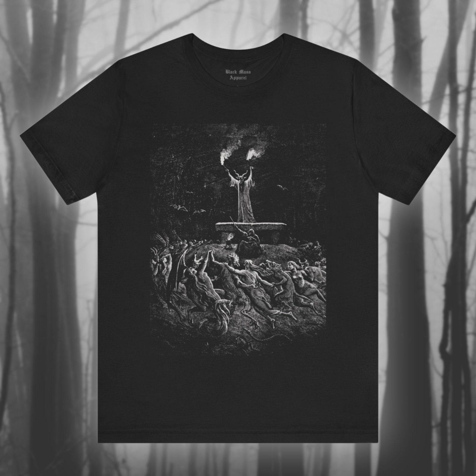 La Danse du Sabbat, Emile Bayard Art, Vintage OcculT-Shirt, Creepy T-Shirt, Goth T-Shirt, Sabbath, Witchy Unisex Jersey Short Sleeve Tee XL