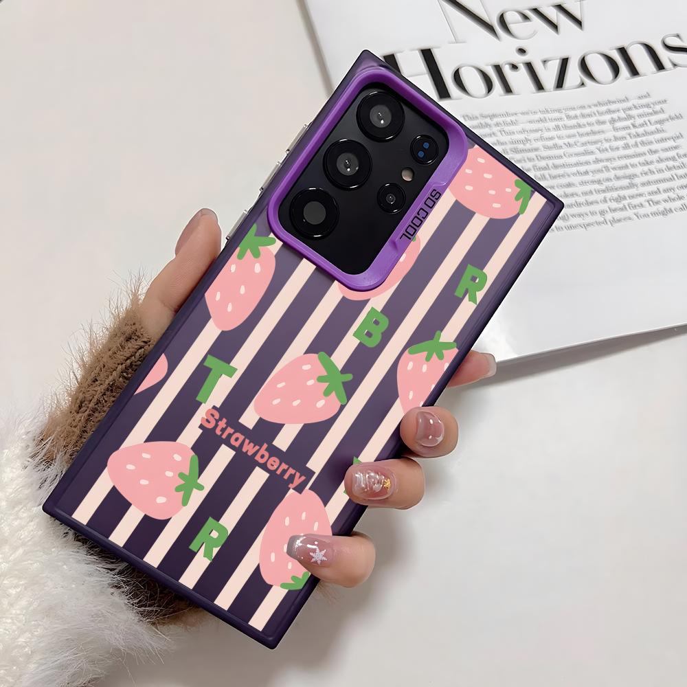 Ins Fruit Fashion Phone Case For Samsung Galaxy S25 Edge S24 S23 S22 S21 S20 Ultra Funda Silicone Silver Cover