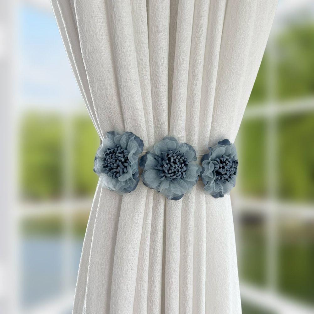 Elastic Band Curtain Tieback Flower Shape Adjustable Window Curtain Buckles No Punching Curtain Rope Holders Home Decor