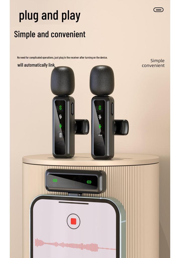 Microfono Lavalier Mini Wireless Bluetooth per Trasmissioni Live su Cellulare e Computer