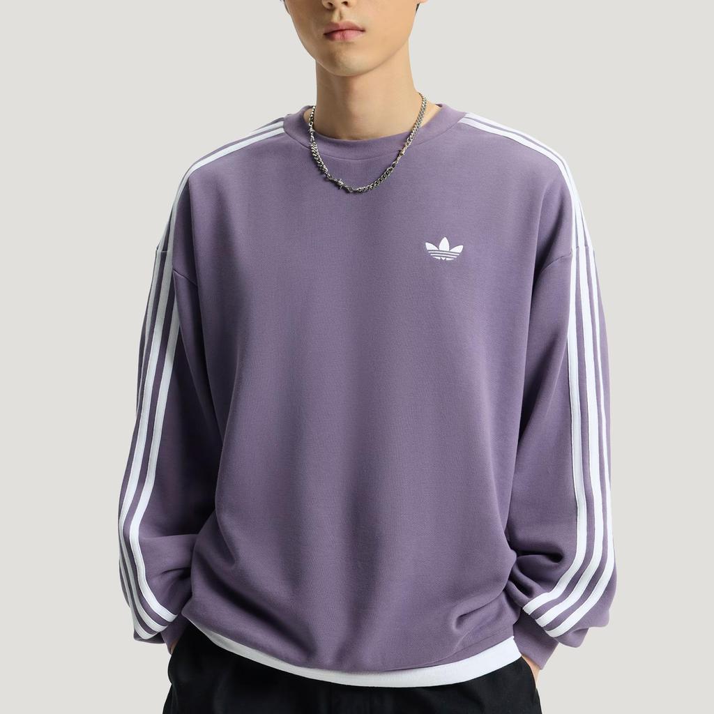 adidas Originals 3 Stripes FW25 Crew Sweatshirt Striped Loose Fit Pullover Long Sleeve Men Sweatshirt KG3900