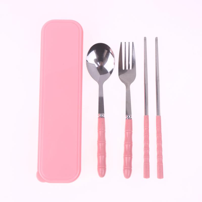 3Pcs Stainless Steel Portable Student Tableware Outdoor Travel Box Spoon Fork Chopsticks Set Adult Gift Cutler