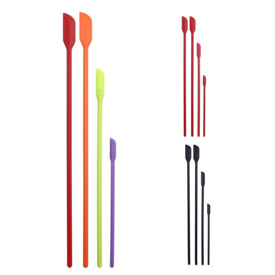 4Pcs/Set Silicone Spatula Soft Flexible Portable Long Handle  Small Scraper Kitchen Gadget